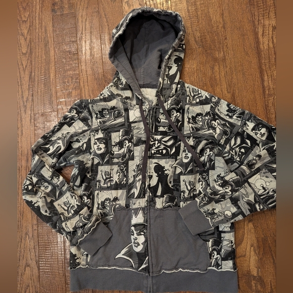 Disney Tops - Disney Parks Women's Disney Villains Full Zip Hoodie in gray Sz L